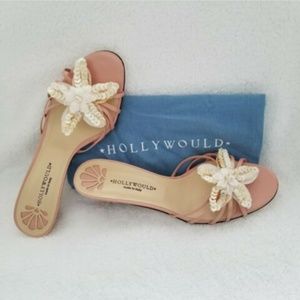 New Hollywould Italian Pink Shell Flower Sandal